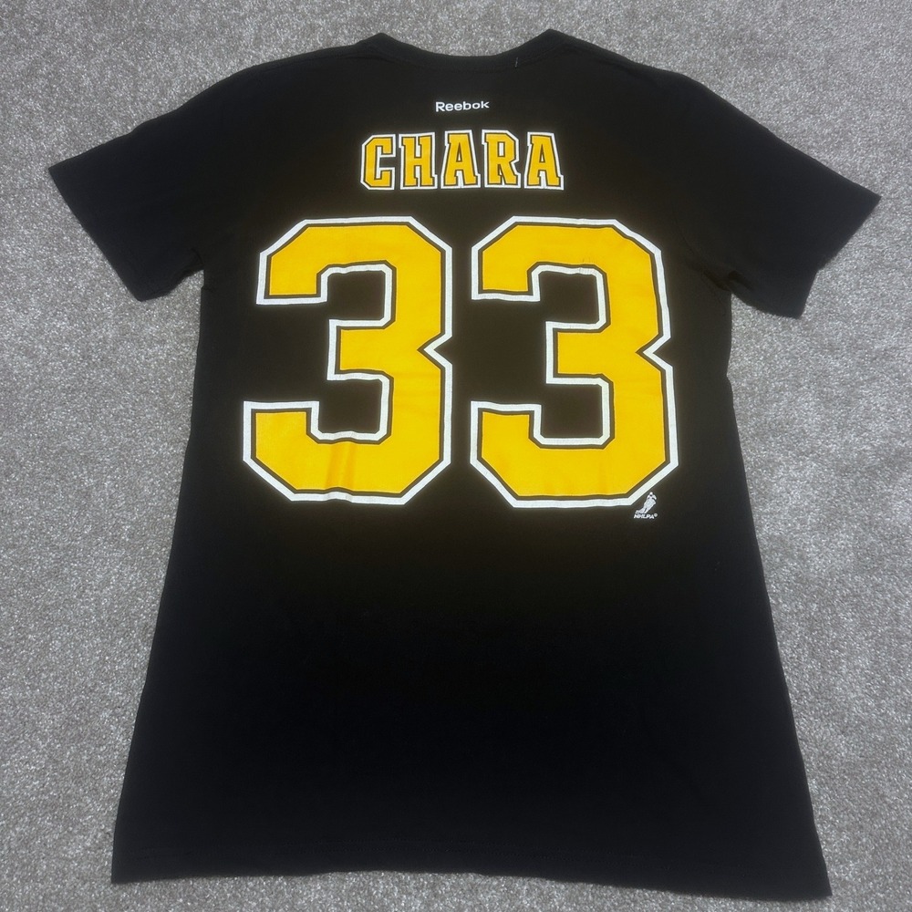 Reebok Mens S Zdeno Chara Boston Bruins Graphic Tee Black NHL Hockey Shirt